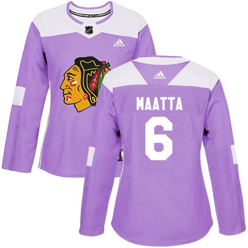 Adidas Blackhawks #6 Olli Maatta Purple Authentic Fights Cancer Women's Stitched NHL Jersey
