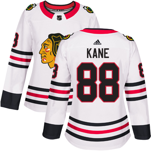 Adidas Blackhawks #88 Patrick Kane White Road Authentic Women's Stitched NHL Jersey