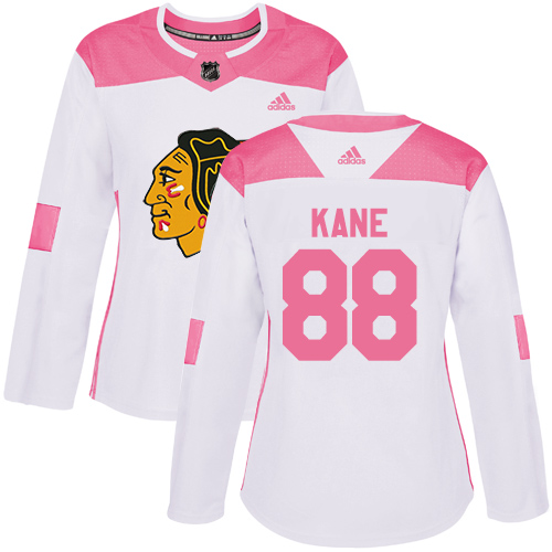 Adidas Blackhawks #88 Patrick Kane White/Pink Authentic Fashion Women's Stitched NHL Jersey