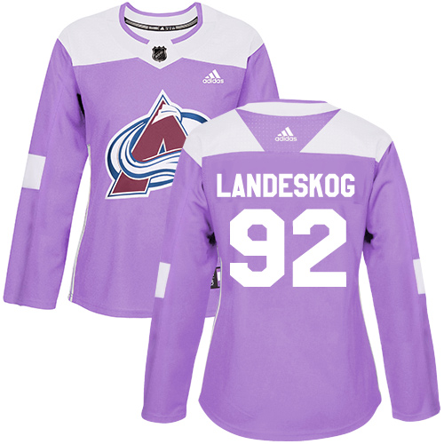 Adidas Avalanche #92 Gabriel Landeskog Purple Authentic Fights Cancer Women's Stitched NHL Jersey