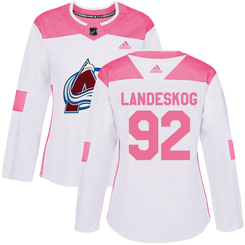 Adidas Avalanche #92 Gabriel Landeskog White/Pink Authentic Fashion Women's Stitched NHL Jersey