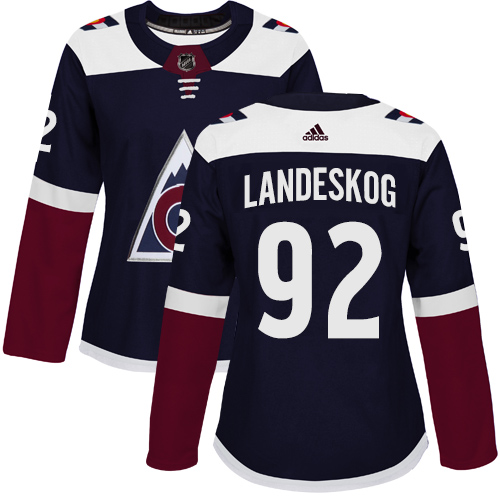 Adidas Avalanche #92 Gabriel Landeskog Navy Alternate Authentic Women's Stitched NHL Jersey