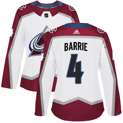 Adidas Avalanche #4 Tyson Barrie White Road Authentic Women's Stitched NHL Jersey
