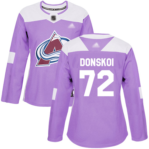 Adidas Avalanche #72 Joonas Donskoi Purple Authentic Fights Cancer Women's Stitched NHL Jersey