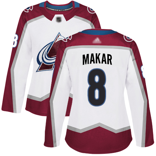 Adidas Avalanche #8 Cale Makar White Road Authentic Women's Stitched NHL Jersey