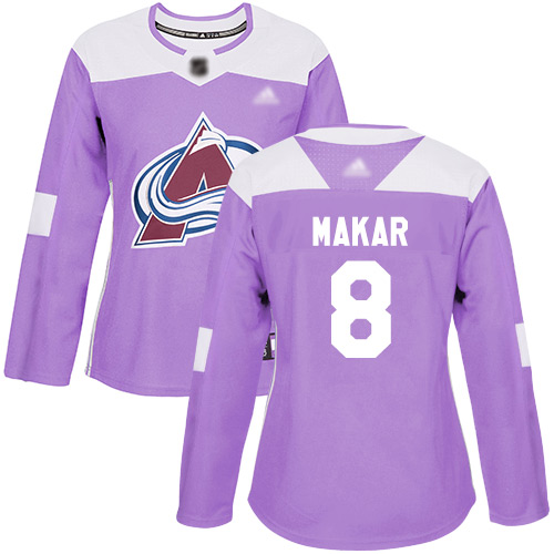Adidas Avalanche #8 Cale Makar Purple Authentic Fights Cancer Women's Stitched NHL Jersey