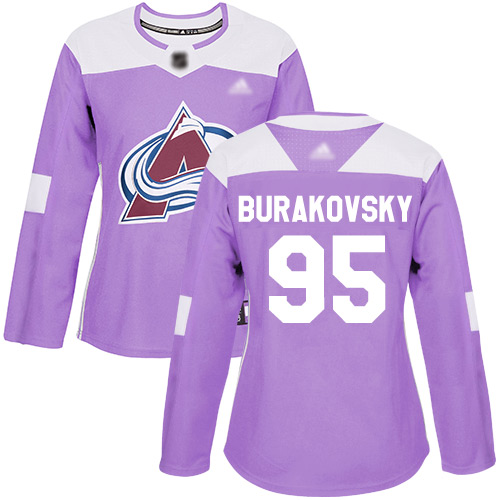 Adidas Avalanche #95 Andre Burakovsky Purple Authentic Fights Cancer Women's Stitched NHL Jersey