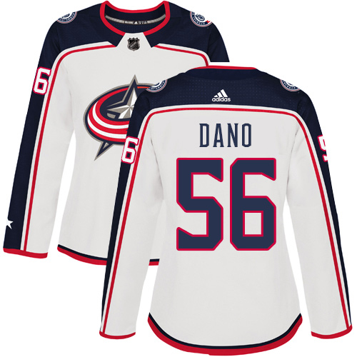 Adidas Blue Jackets #56 Marko Dano White Road Authentic Women's Stitched NHL Jersey