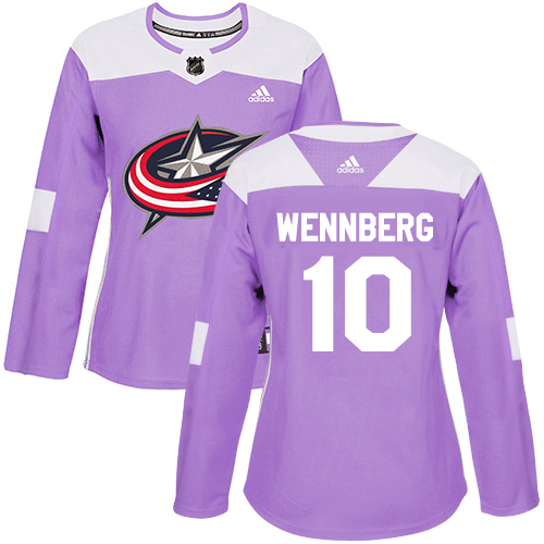 Adidas Blue Jackets #10 Alexander Wennberg Purple Authentic Fights Cancer Women's Stitched NHL Jersey