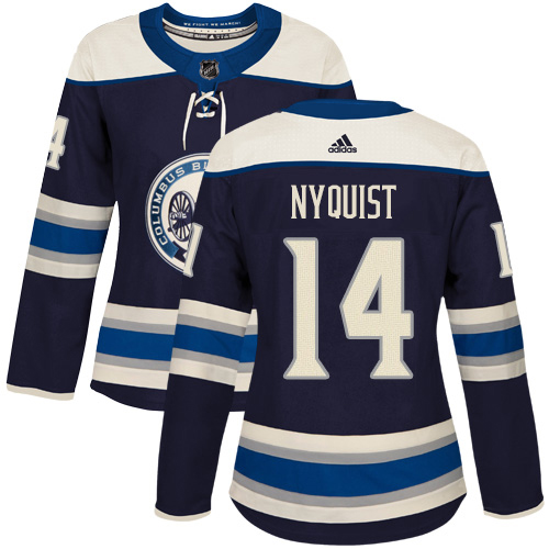 Adidas Blue Jackets #14 Gustav Nyquist Navy Alternate Authentic Women's Stitched NHL Jersey
