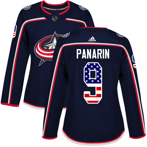 Adidas Blue Jackets #9 Artemi Panarin Navy Blue Home Authentic USA Flag Women's Stitched NHL Jersey