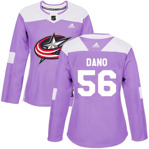 Adidas Blue Jackets #56 Marko Dano Purple Authentic Fights Cancer Women's Stitched NHL Jersey