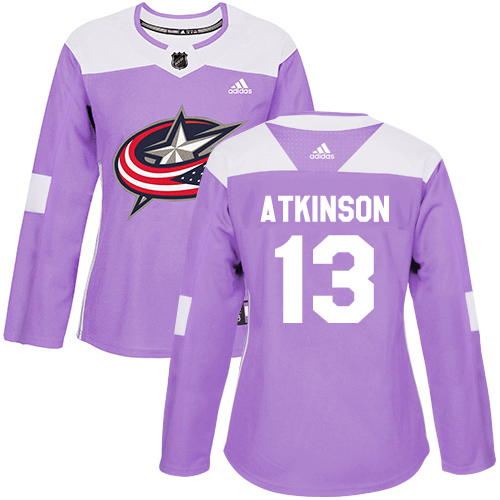 Adidas Blue Jackets #13 Cam Atkinson Purple Authentic Fights Cancer Women's Stitched NHL Jersey