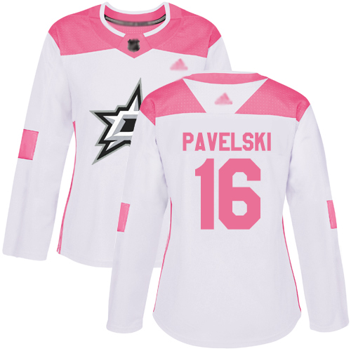Adidas Stars #16 Joe Pavelski White/Pink Authentic Fashion Women's Stitched NHL Jersey