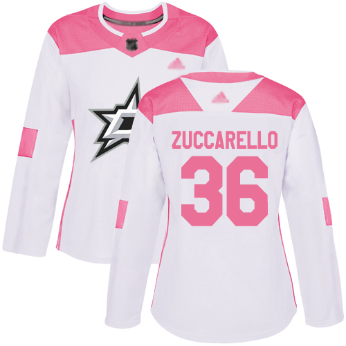 Adidas Stars #36 Mats Zuccarello White/Pink Authentic Fashion Women's Stitched NHL Jersey