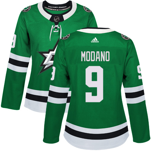 Adidas Stars #9 Mike Modano Green Home Authentic Women's Stitched NHL Jersey
