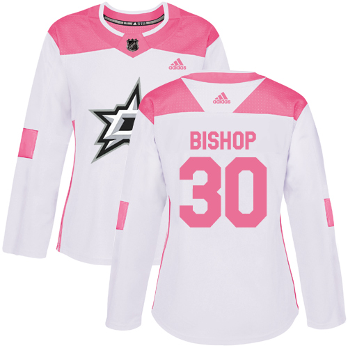 Adidas Stars #30 Ben Bishop White/Pink Authentic Fashion Women's Stitched NHL Jersey