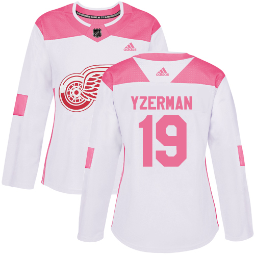 Adidas Red Wings #19 Steve Yzerman White/Pink Authentic Fashion Women's Stitched NHL Jersey