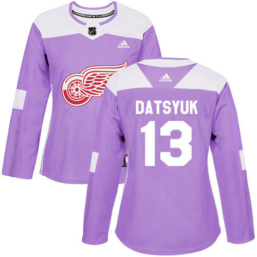Adidas Red Wings #13 Pavel Datsyuk Purple Authentic Fights Cancer Women's Stitched NHL Jersey