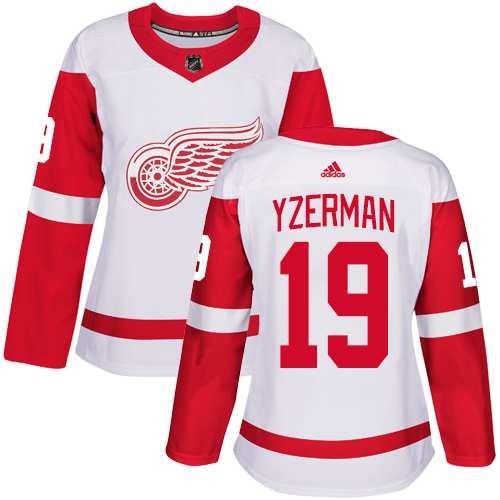 Adidas Red Wings #19 Steve Yzerman White Road Authentic Women's Stitched NHL Jersey