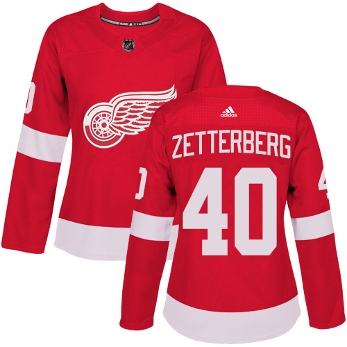 Adidas Red Wings #40 Henrik Zetterberg Red Home Authentic Women's Stitched NHL Jersey