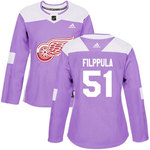 Adidas Red Wings #51 Valtteri Filppula Purple Authentic Fights Cancer Women's Stitched NHL Jersey
