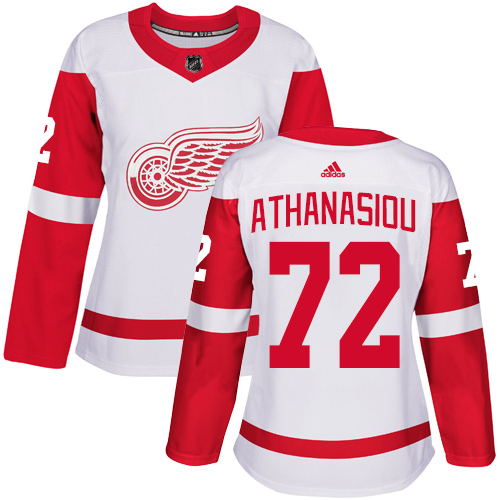 Adidas Red Wings #72 Andreas Athanasiou White Road Authentic Women's Stitched NHL Jersey