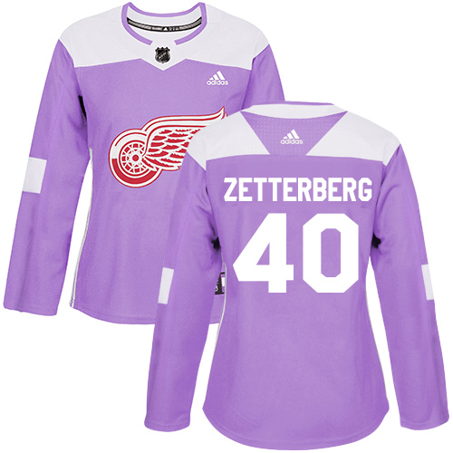 Adidas Red Wings #40 Henrik Zetterberg Purple Authentic Fights Cancer Women's Stitched NHL Jersey