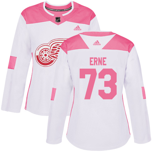Adidas Red Wings #73 Adam Erne White/Pink Authentic Fashion Women's Stitched NHL Jersey