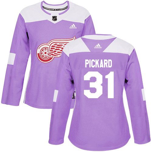 Adidas Red Wings #31 Calvin Pickard Purple Authentic Fights Cancer Women's Stitched NHL Jersey