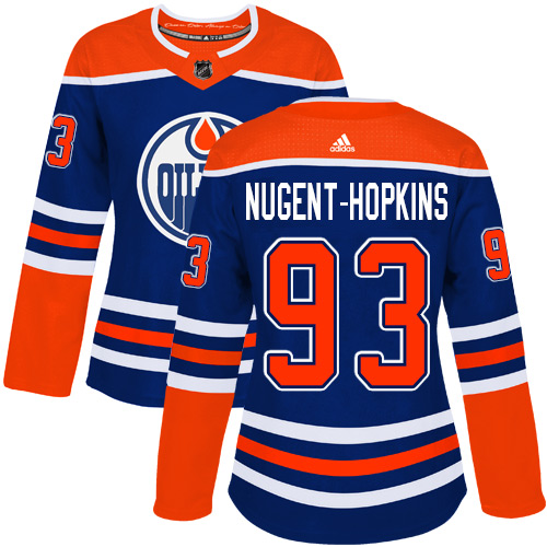 Adidas Oilers #93 Ryan Nugent-Hopkins Royal Alternate Authentic Women's Stitched NHL Jersey