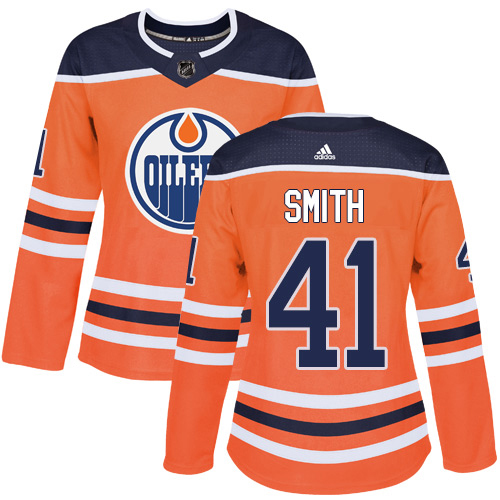 Adidas Oilers #41 Mike Smith Orange Home Authentic Women's Stitched NHL Jersey