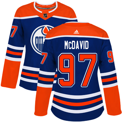 Adidas Oilers #97 Connor McDavid Royal Alternate Authentic Women's Stitched NHL Jersey