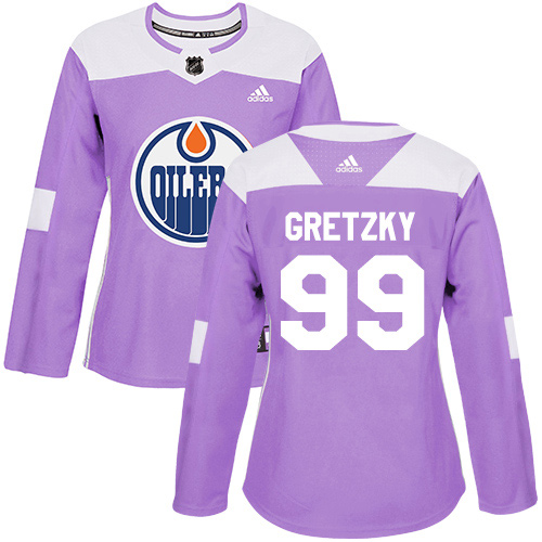Adidas Oilers #99 Wayne Gretzky Purple Authentic Fights Cancer Women's Stitched NHL Jersey