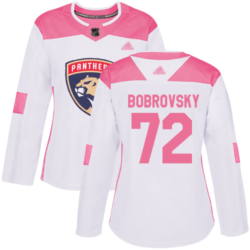 Adidas Panthers #72 Sergei Bobrovsky White/Pink Authentic Fashion Women's Stitched NHL Jersey