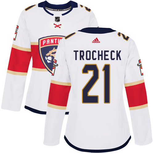 Adidas Panthers #21 Vincent Trocheck White Road Authentic Women's Stitched NHL Jersey