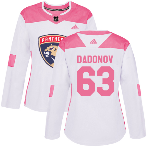 Adidas Panthers #63 Evgenii Dadonov White/Pink Authentic Fashion Women's Stitched NHL Jersey