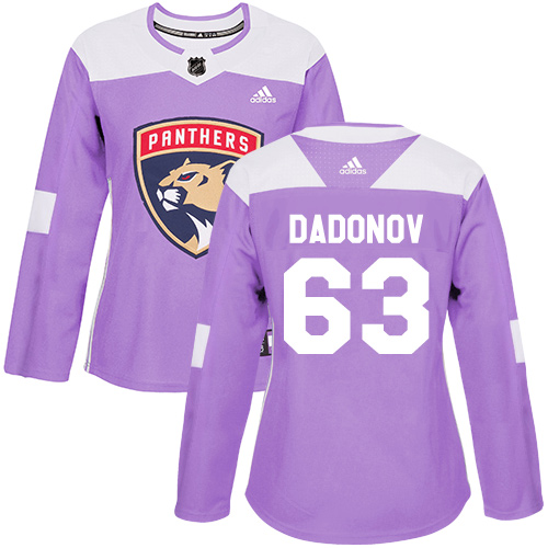 Adidas Panthers #63 Evgenii Dadonov Purple Authentic Fights Cancer Women's Stitched NHL Jersey