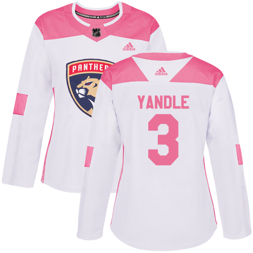 Adidas Panthers #3 Keith Yandle White/Pink Authentic Fashion Women's Stitched NHL Jersey