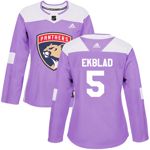 Adidas Panthers #5 Aaron Ekblad Purple Authentic Fights Cancer Women's Stitched NHL Jersey