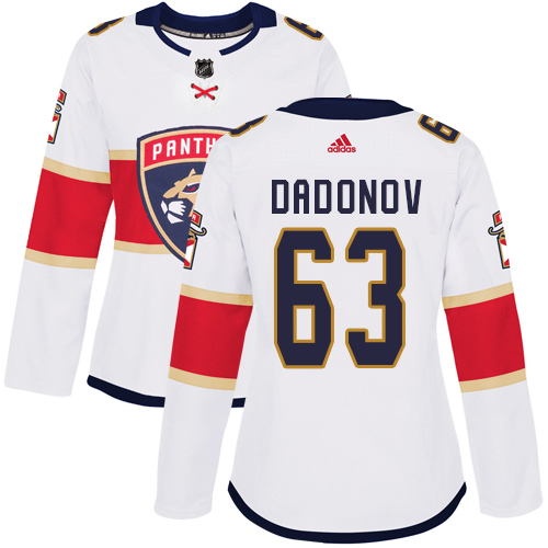 Adidas Panthers #63 Evgenii Dadonov White Road Authentic Women's Stitched NHL Jersey