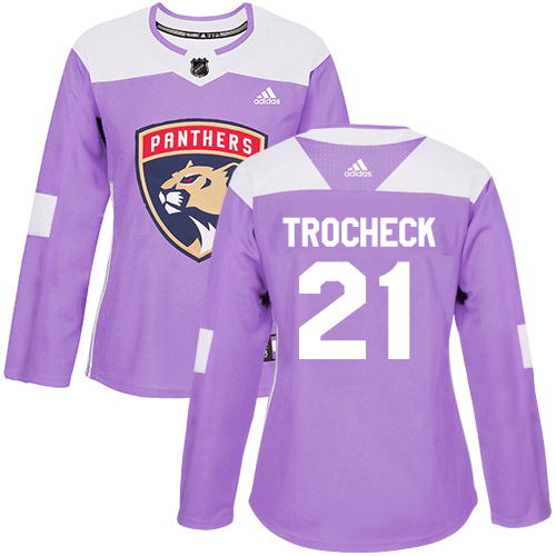 Adidas Panthers #21 Vincent Trocheck Purple Authentic Fights Cancer Women's Stitched NHL Jersey