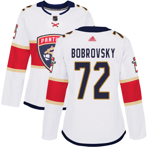 Adidas Panthers #72 Sergei Bobrovsky White Road Authentic Women's Stitched NHL Jersey