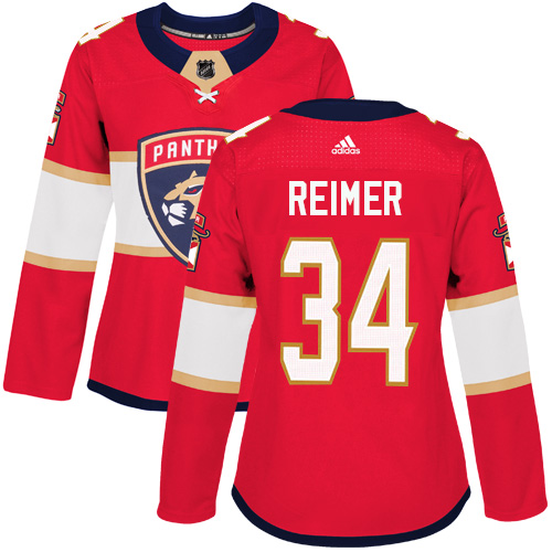 Adidas Panthers #34 James Reimer Red Home Authentic Women's Stitched NHL Jersey