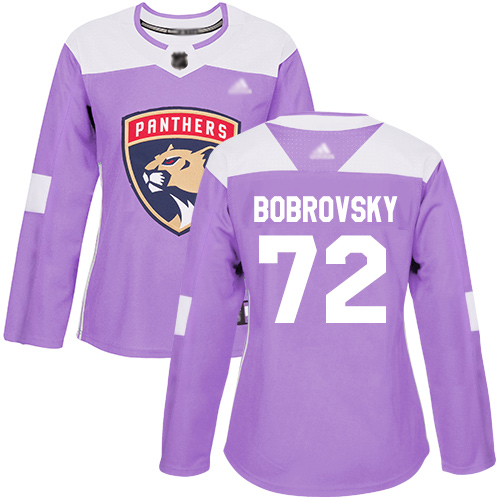 Adidas Panthers #72 Sergei Bobrovsky Purple Authentic Fights Cancer Women's Stitched NHL Jersey