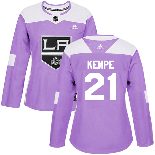 Adidas Kings #21 Mario Kempe Purple Authentic Fights Cancer Women's Stitched NHL Jersey