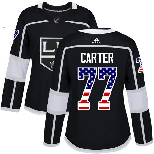 Adidas Kings #77 Jeff Carter Black Home Authentic USA Flag Women's Stitched NHL Jersey