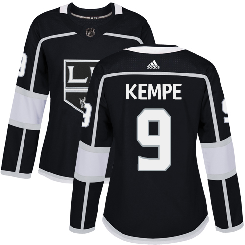 Adidas Kings #9 Adrian Kempe Black Home Authentic Women's Stitched NHL Jersey