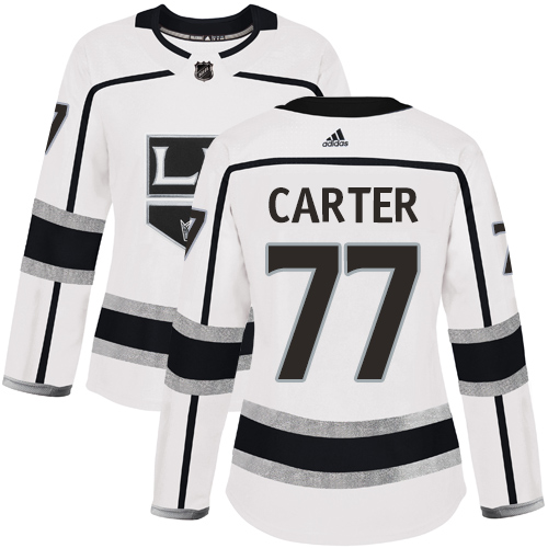 Adidas Kings #77 Jeff Carter White Road Authentic Women's Stitched NHL Jersey