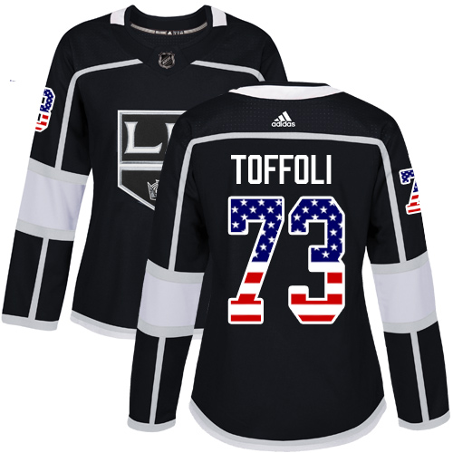 Adidas Kings #73 Tyler Toffoli Black Home Authentic USA Flag Women's Stitched NHL Jersey